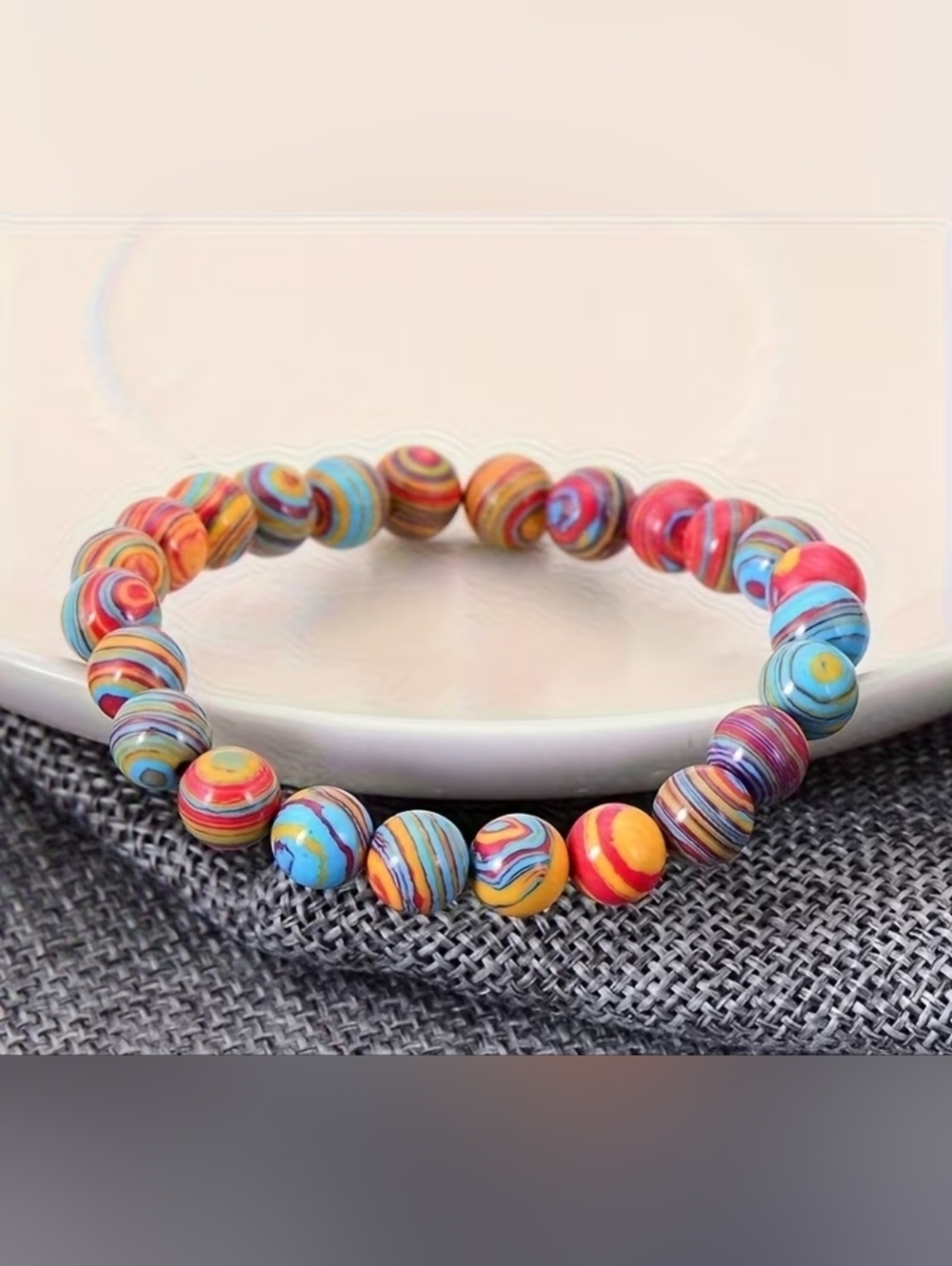 NWOT Colorful Swirl Round Bead Bracelet